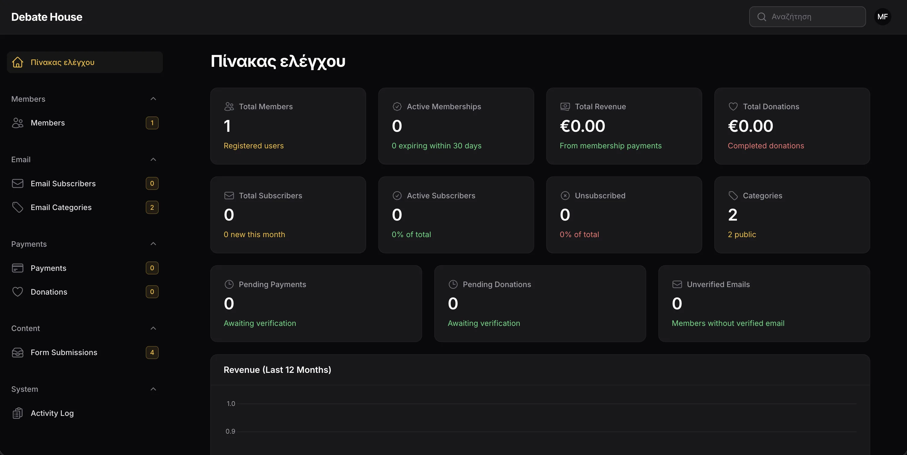 Debate House admin panel